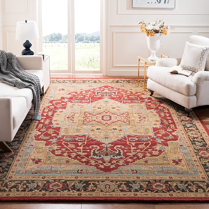 Mahal Collection Area Rug - 10' x 14', Red & Red, Traditional Oriental Design