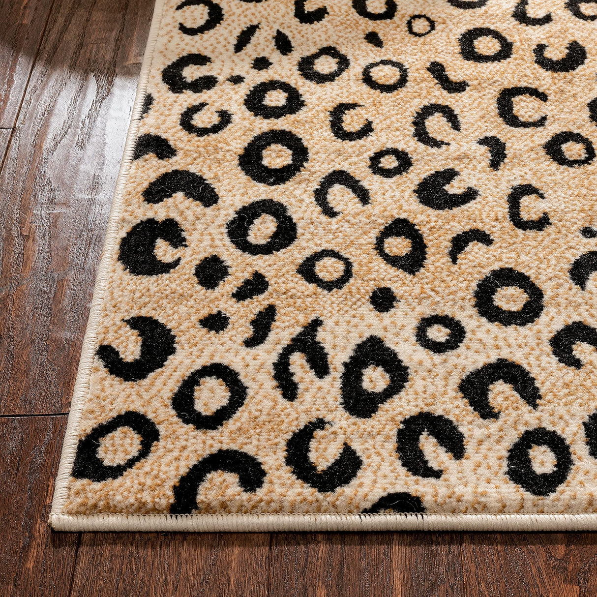 Dulcet Leopard Black Ivory Animal Print Area Rug 7'10" x 9'10"