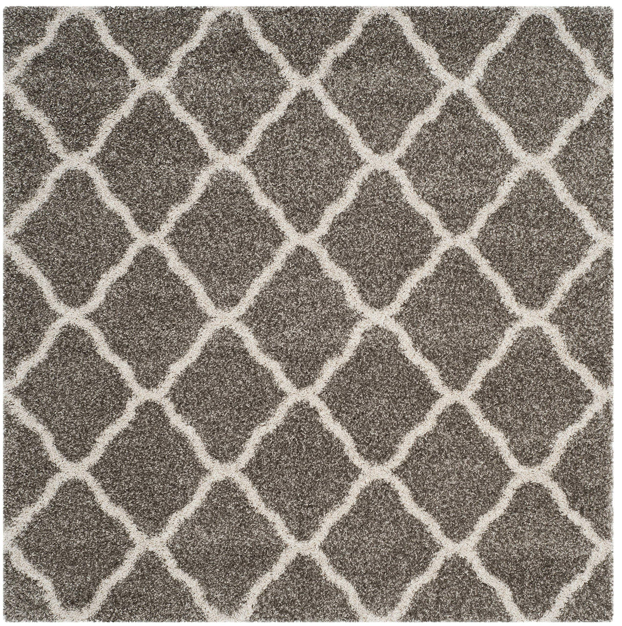 Hudson Shag Collection 9' Square Grey/Ivory SGH283B Moroccan Trellis Non-Shedding