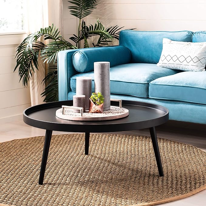 Home Fritz Black Tray Top Round Coffee Table