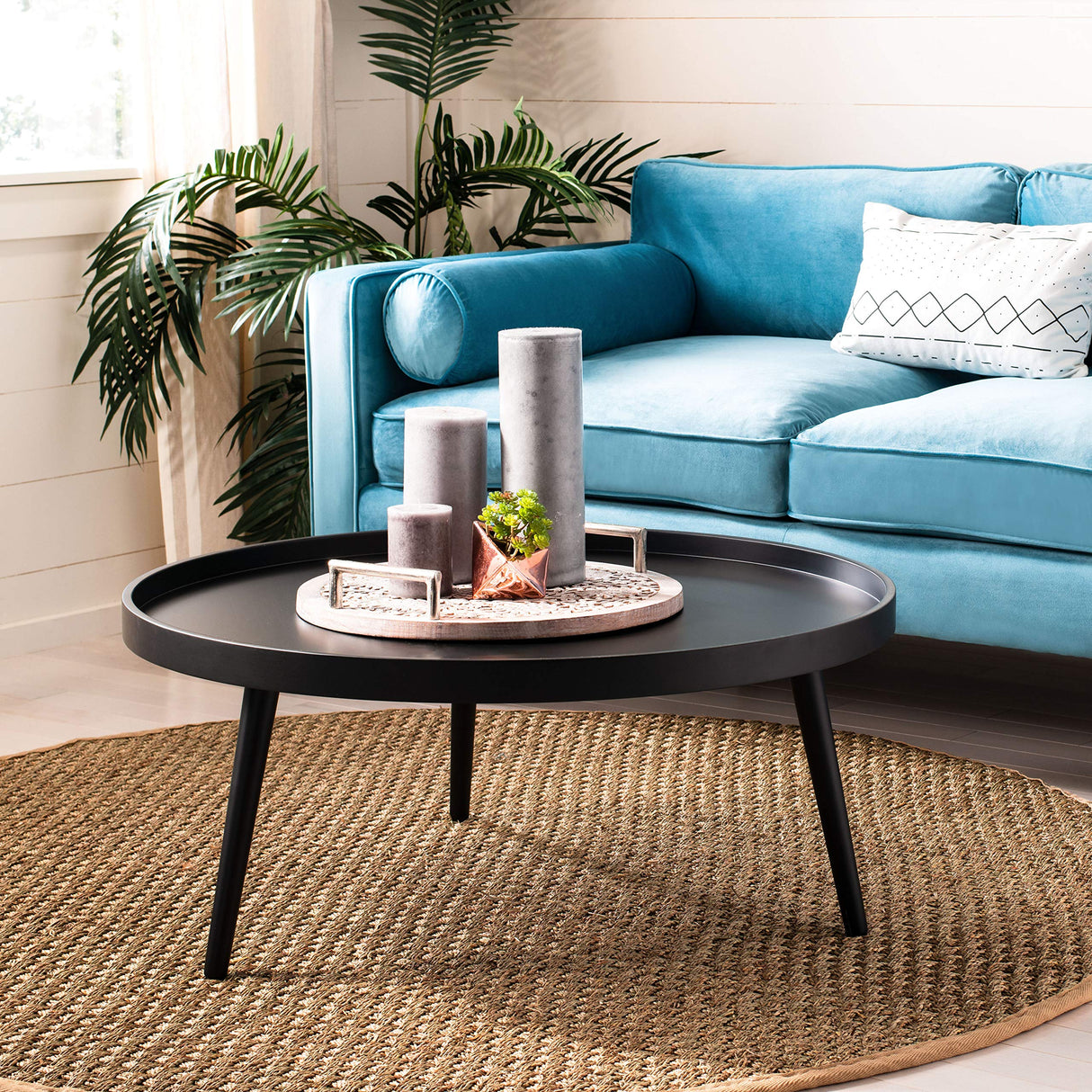 Home Fritz Black Tray Top Round Coffee Table