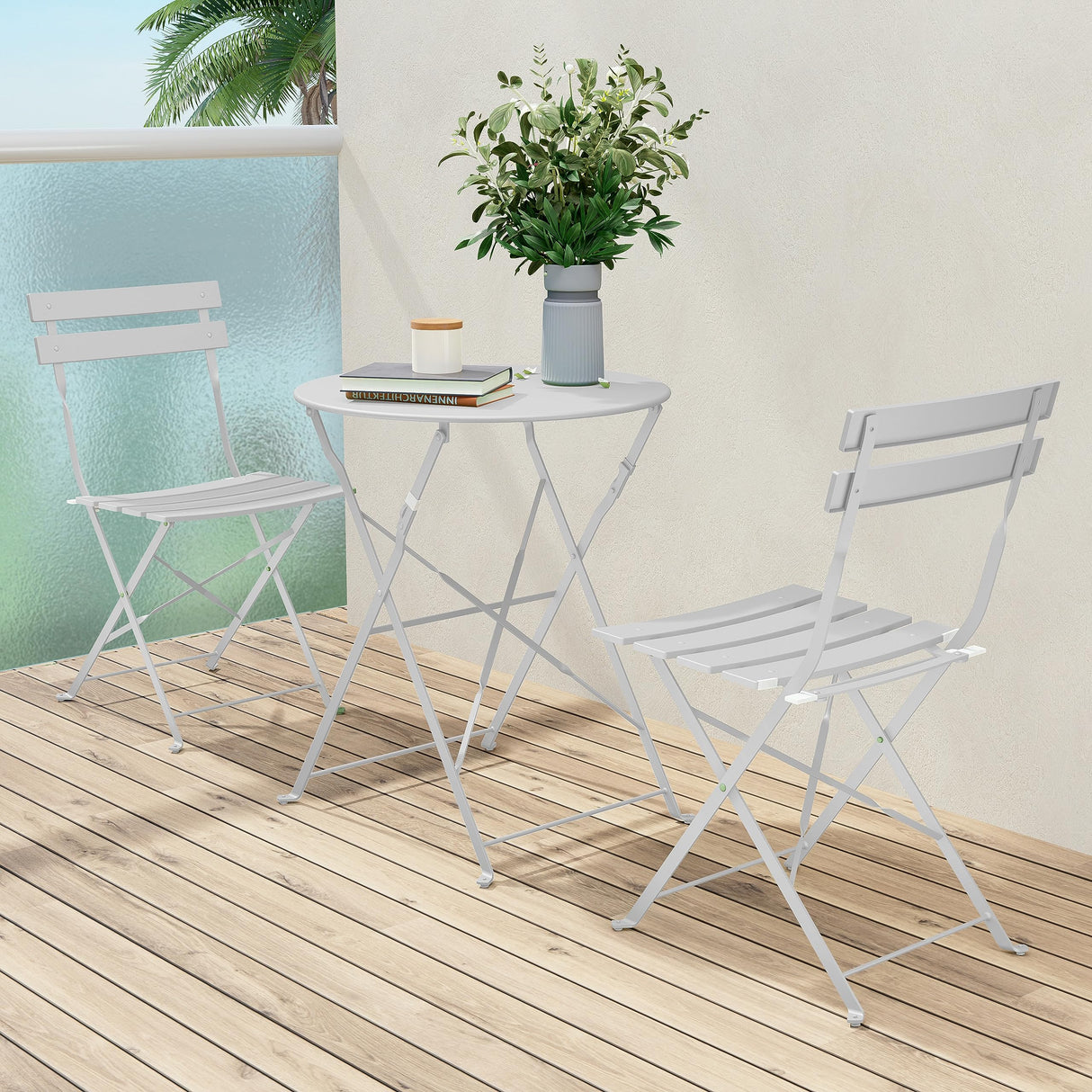 Folding 3-Piece Bistro Set - Premium Outdoor Patio Furniture for Balcony & Garden