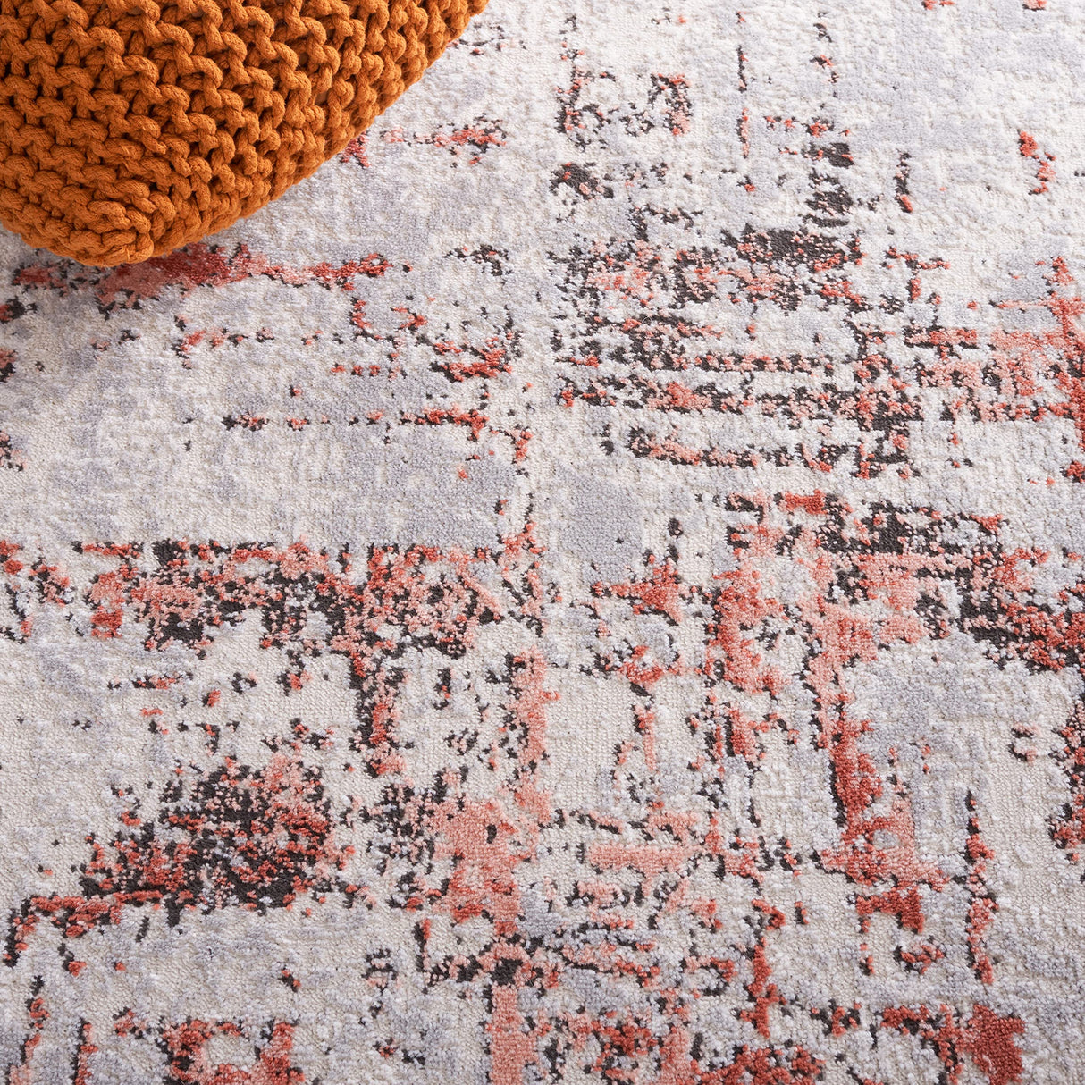 Shivan Collection Area Rug - 8' x 10', Grey & Rose, Modern Abstract Design