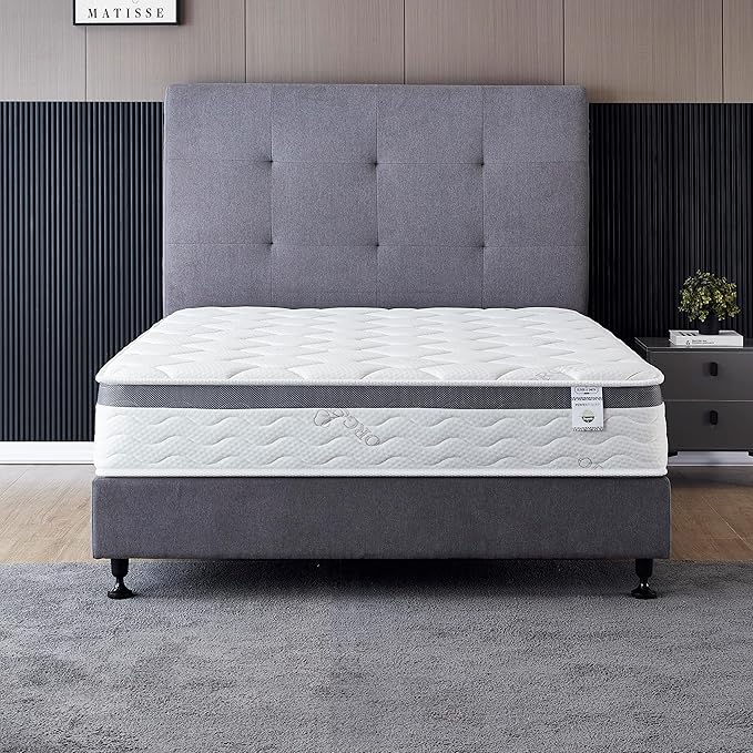 Queen Size Mattress - 10 Inch Cool Memory Foam & Spring Hybrid Mattress