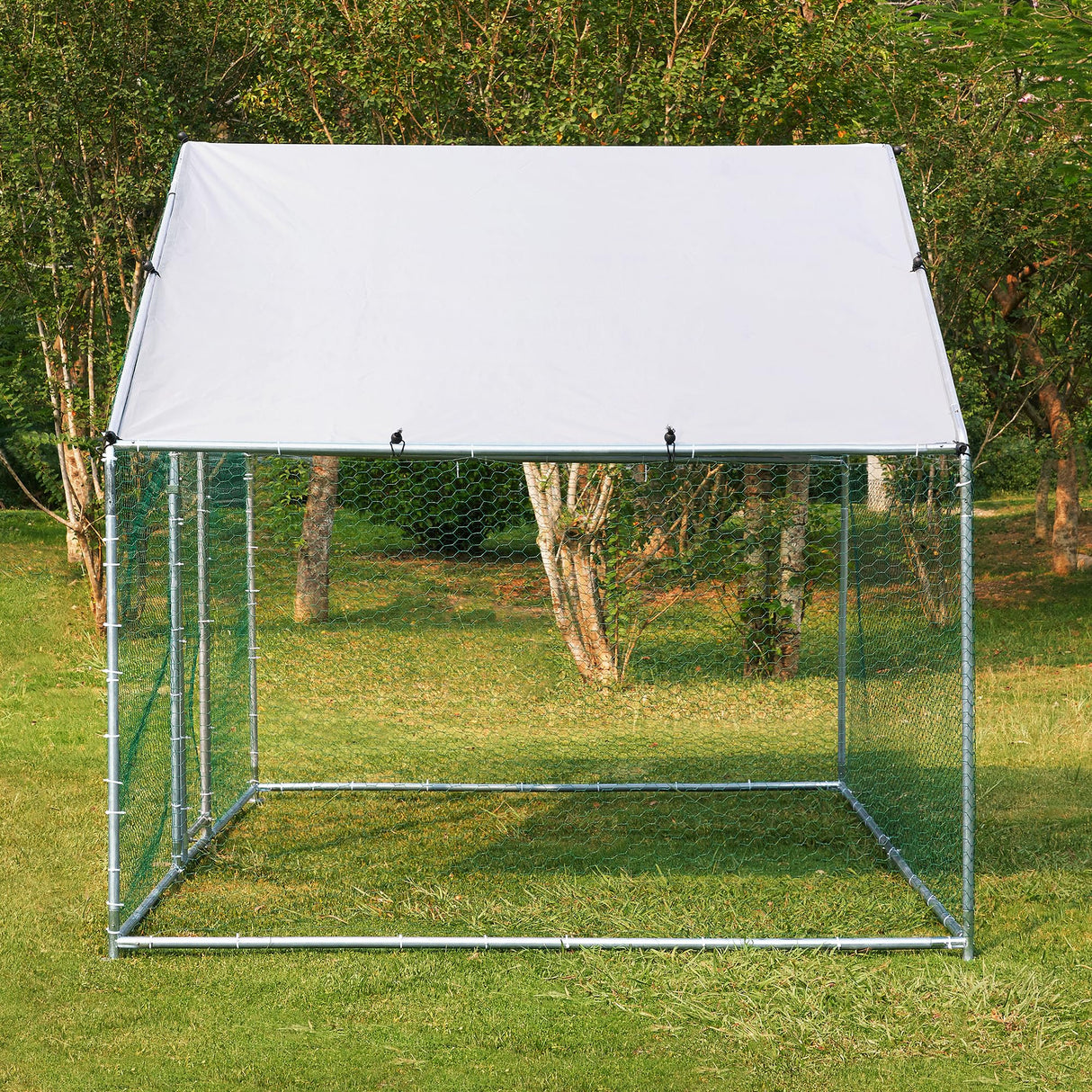 SafeRoost Metal Chicken Coop – Waterproof Outdoor Pen with PVC Mesh