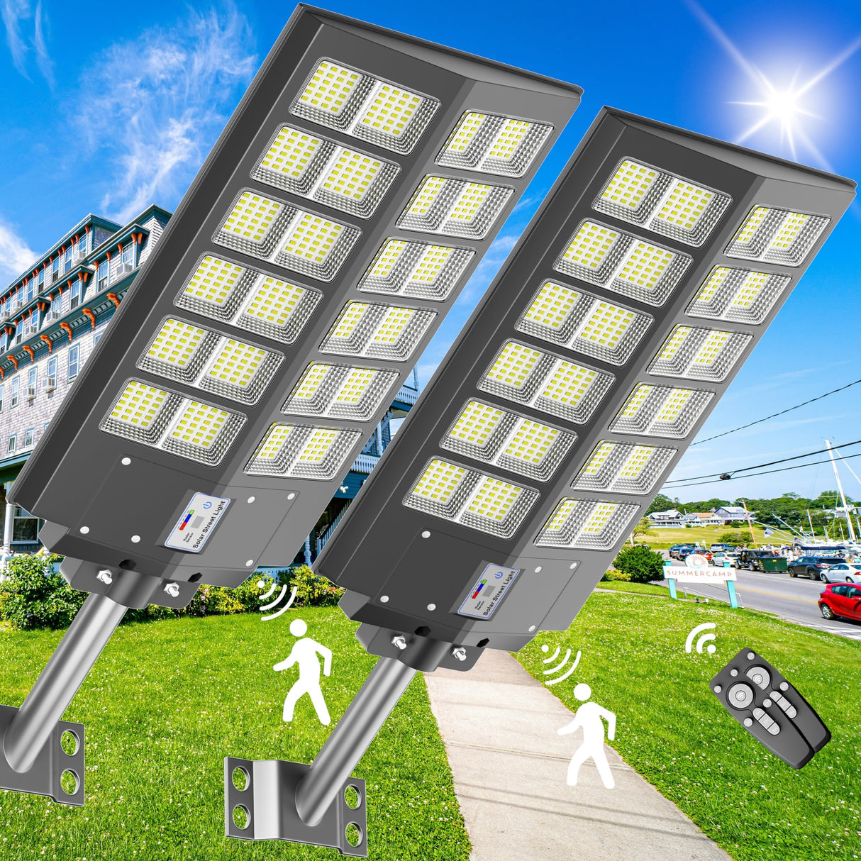 Solar Parking Lot Lights,8000W Solar Street Light 480000LM Dusk to Dawn Street Lights