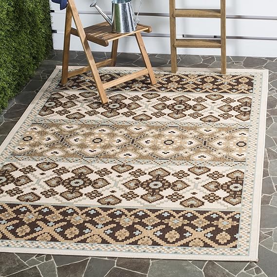 Veranda Collection Area Rug - 8' x 11', Green & Blue, Boho Design, Non-Shedding