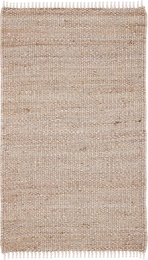 Natural Fiber Collection Accent Rug - 2'6" x 4', Ivory, Handmade Boho Fringe Woven Jute
