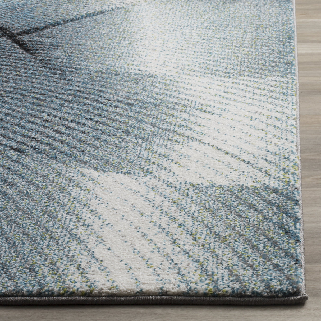 Hollywood Collection Area Rug - 5'3" x 7'6", Grey & Teal, Mid-Century Modern Design