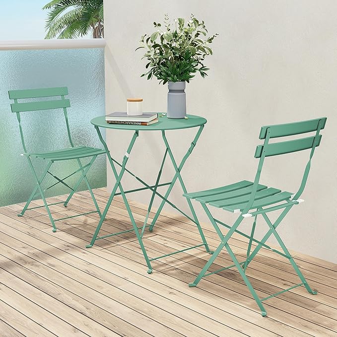 3-Piece Folding Patio Bistro Set - Premium Outdoor Furniture in Peacock Blue