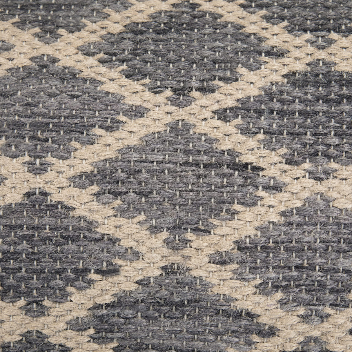 Edgeley Round Pouf, Footstool, Upholstered in Grey, Natural Woven Braided Jute