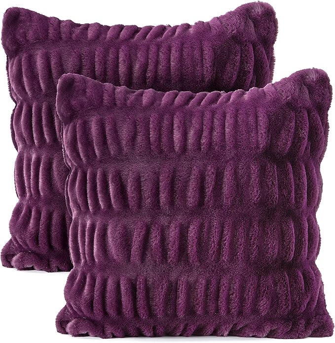 Premium Ruched Throw Pillow Covers - Plush, Faux Fur Pillow Covers - Great
