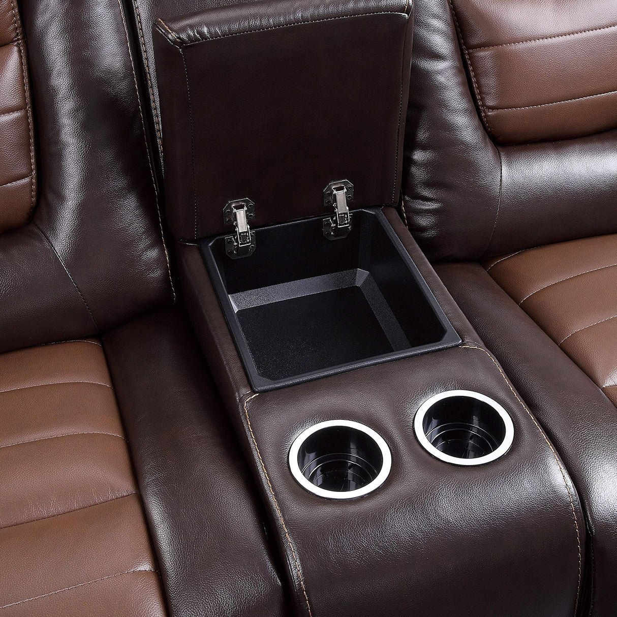 Manual Double Glider Reclining Loveseat, Two-Tone Brown