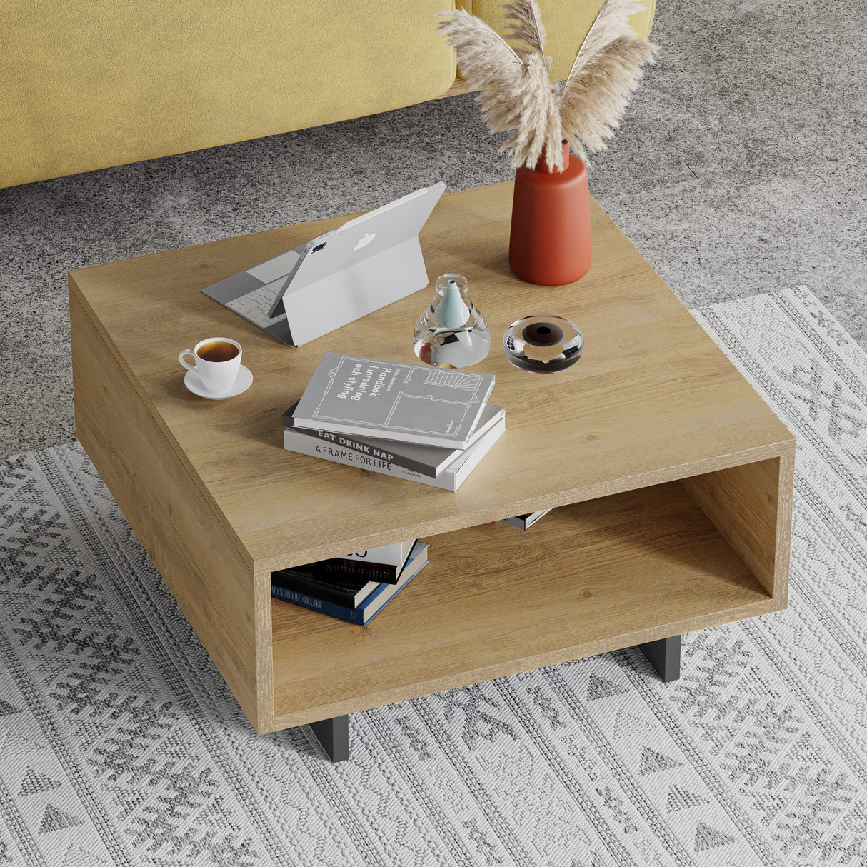 Hola 24 Inch Small Coffee Table with Storage Stylish | Modern Tables de Chevet