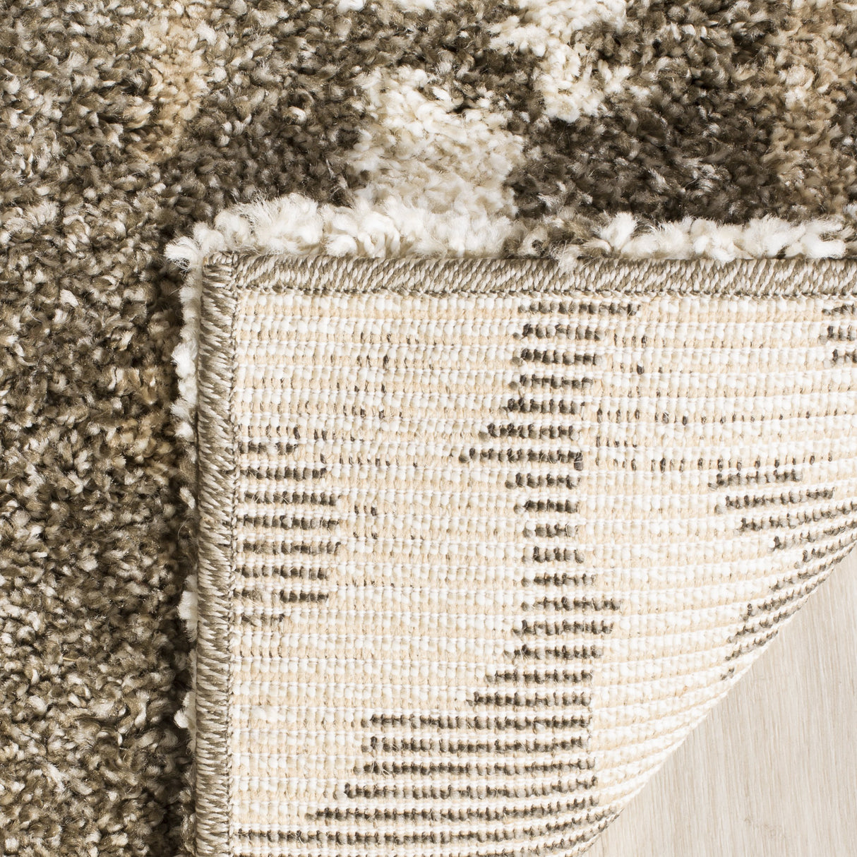 Florida Shag Collection 4' Square Smoke / Beige SG457 Floral Non-Shedding