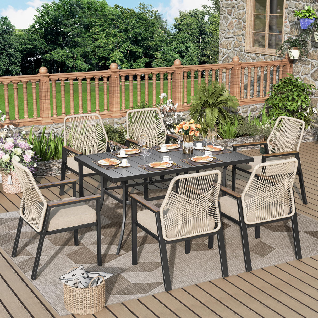 7 Pieces Outdoor Patio Dining Set