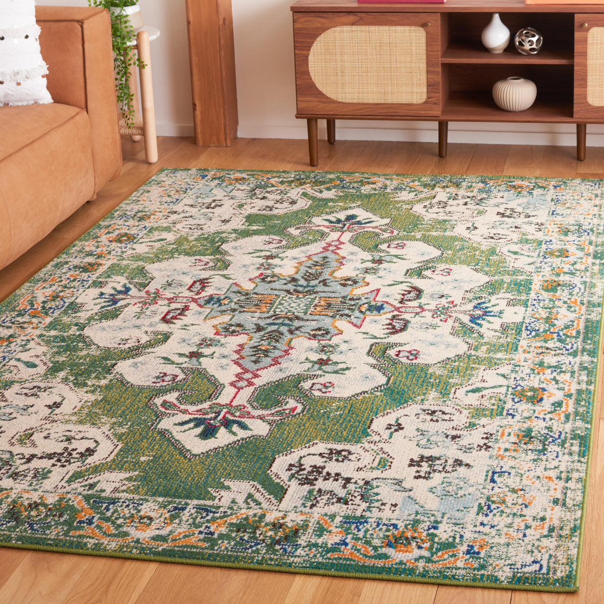 Madison Collection Area Rug - 5'3" x 7'6", Green & Aqua, Transitional Design