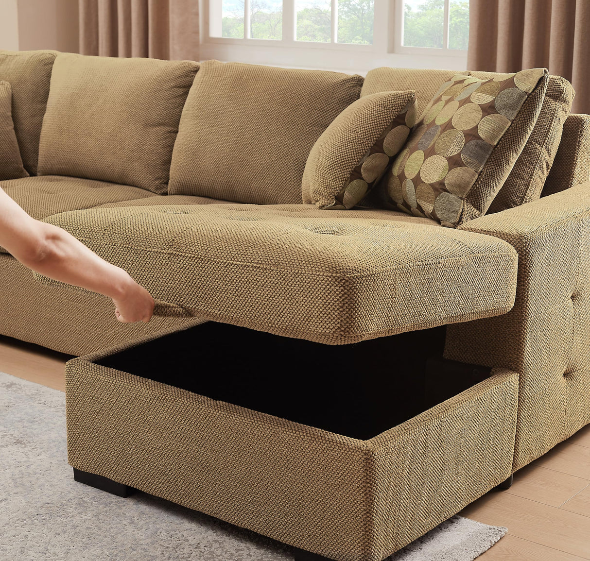 Sectional Sleeper Sofa with Pull Out Bed, Oversized Sectional Couch