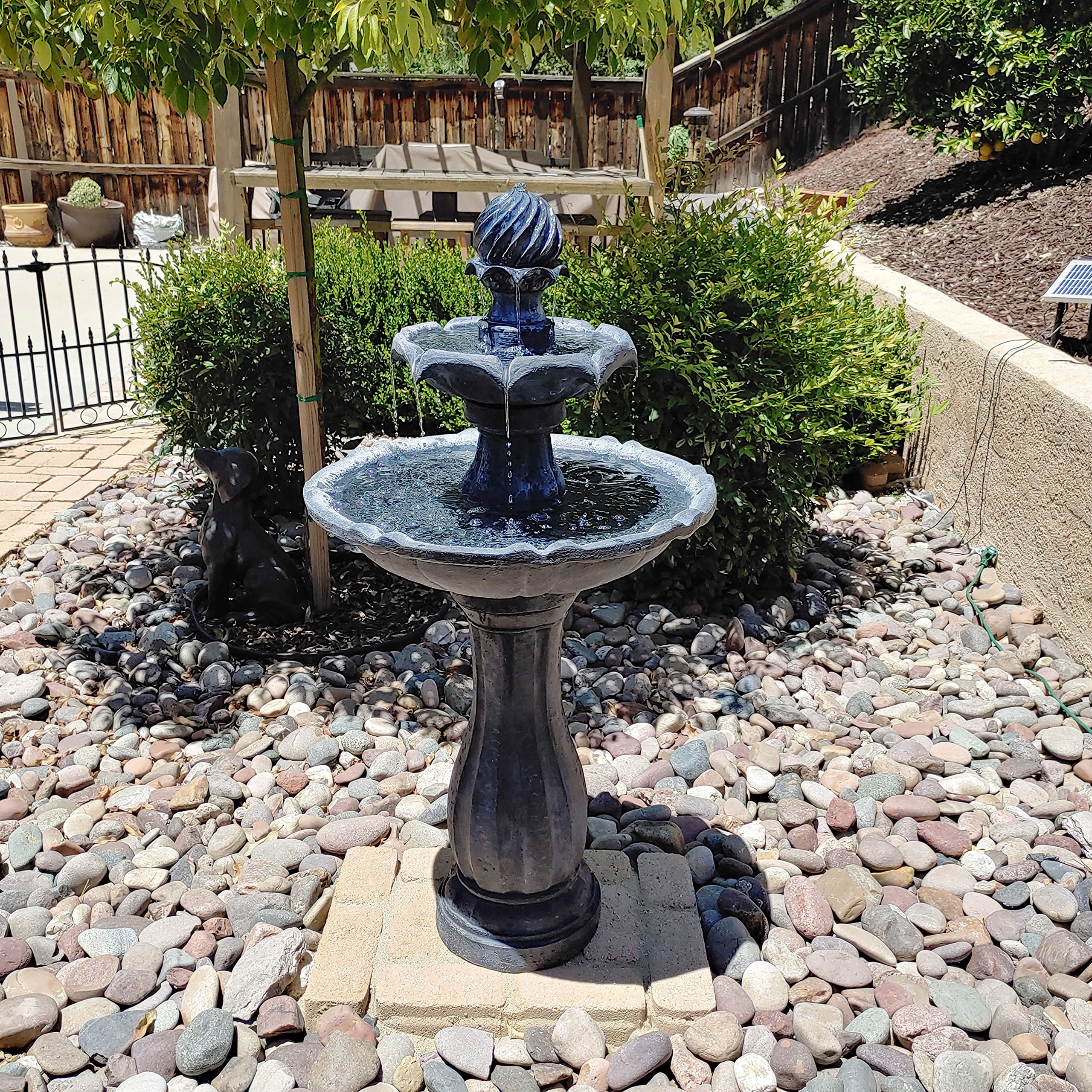 45-Inch 2-Tier Arcade Outdoor Solar Water Fountain - Outdoor Water Feature with LED Light