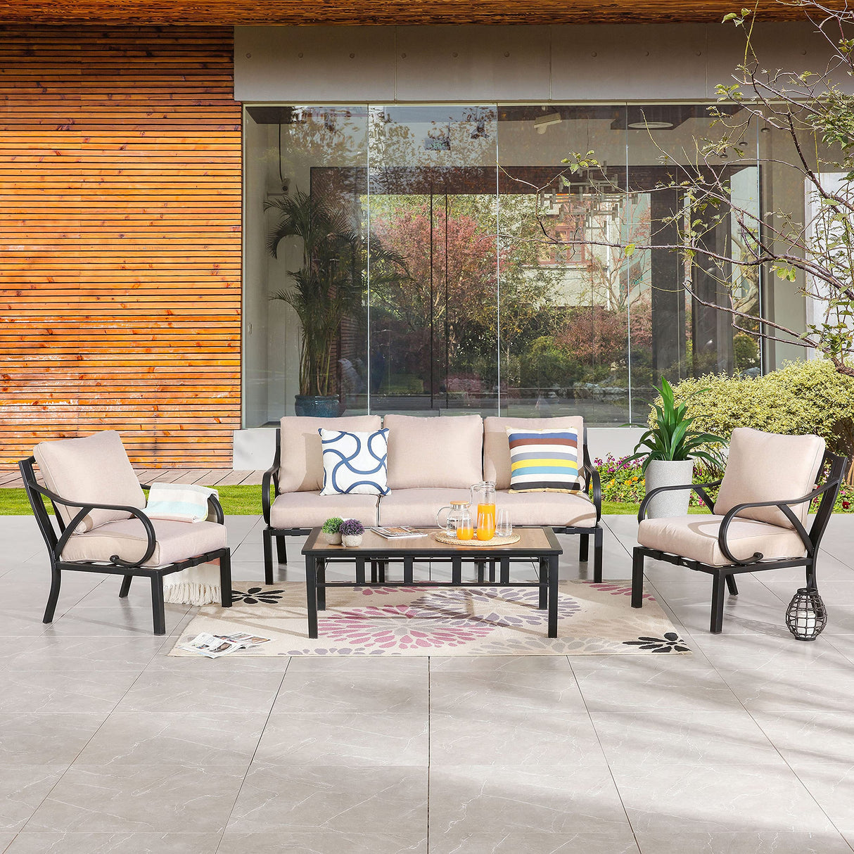 Patio Conversation Set Cushioned Outdoor Furniture Sets Metal All Weather Frame