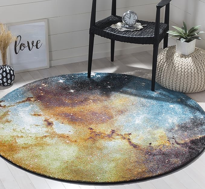 Galaxy Collection 4' x 6' Orange / Multi GAL109D Abstract Non-Shedding