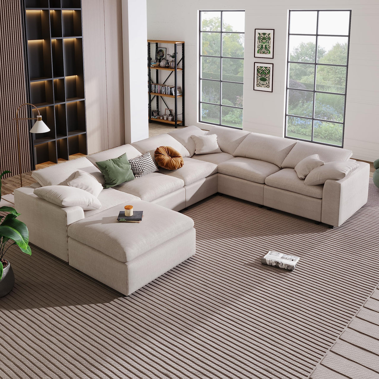 Modular Sectional Sofa with Ottoman L Shaped Corner Couch for Living Room
