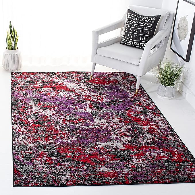 Skyler Collection 9' x 12' Black/Purple SKY186V Modern Contemporary Abstract Non-Shedding Living Room Dining Bedroom Area Rug