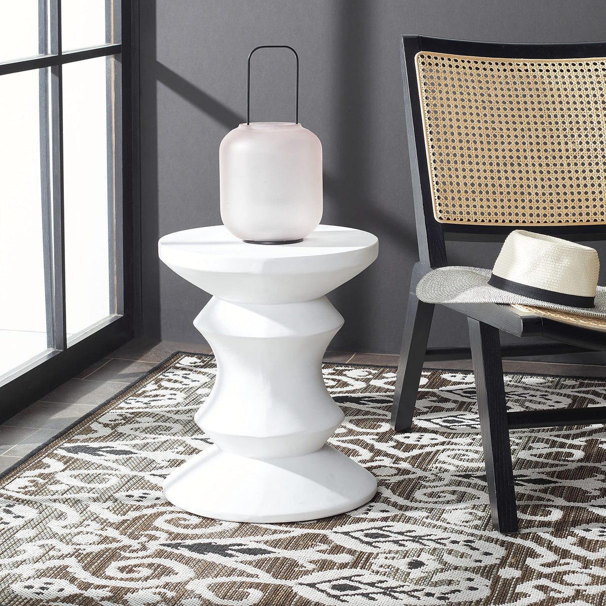 Outdoor Collection Katara Modern Ivory Concrete Accent Table (Fully Assembled)