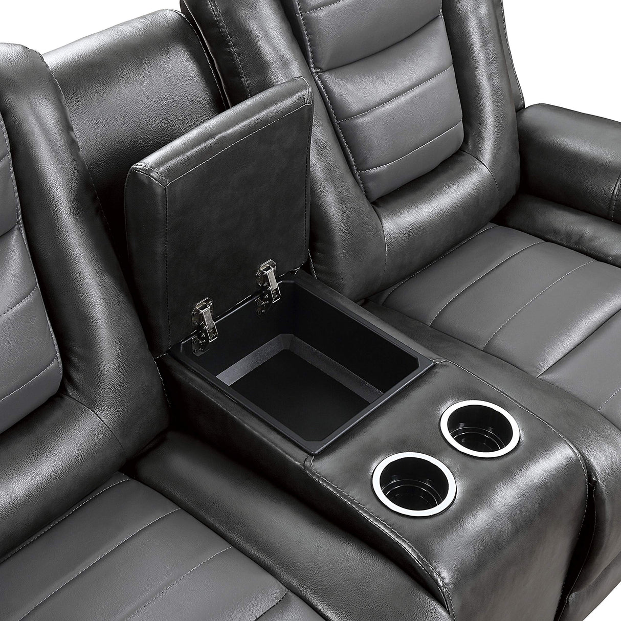 Manual Double Glider Reclining Loveseat, Two-Tone Gray