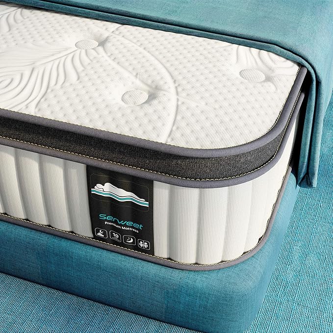 10 Inch Memory Foam Hybrid Queen Mattress - Heavier Coils for Durable Support