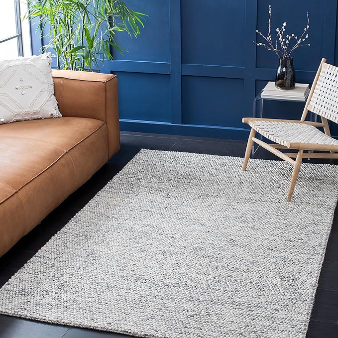 Natura Collection Area Rug - 9' x 12', Beige, Handmade Wool, Ideal for High Traffic Areas