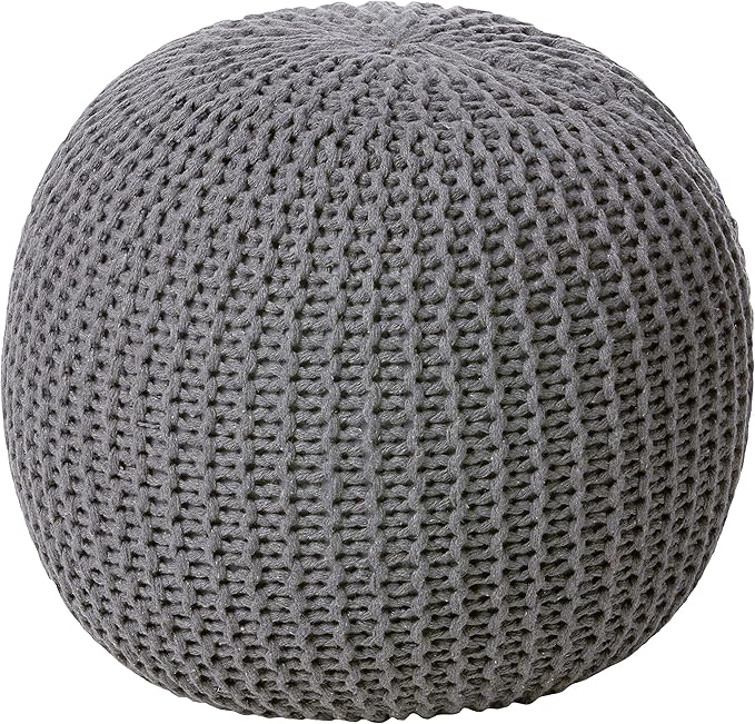 Round Knit Pouf, Wine