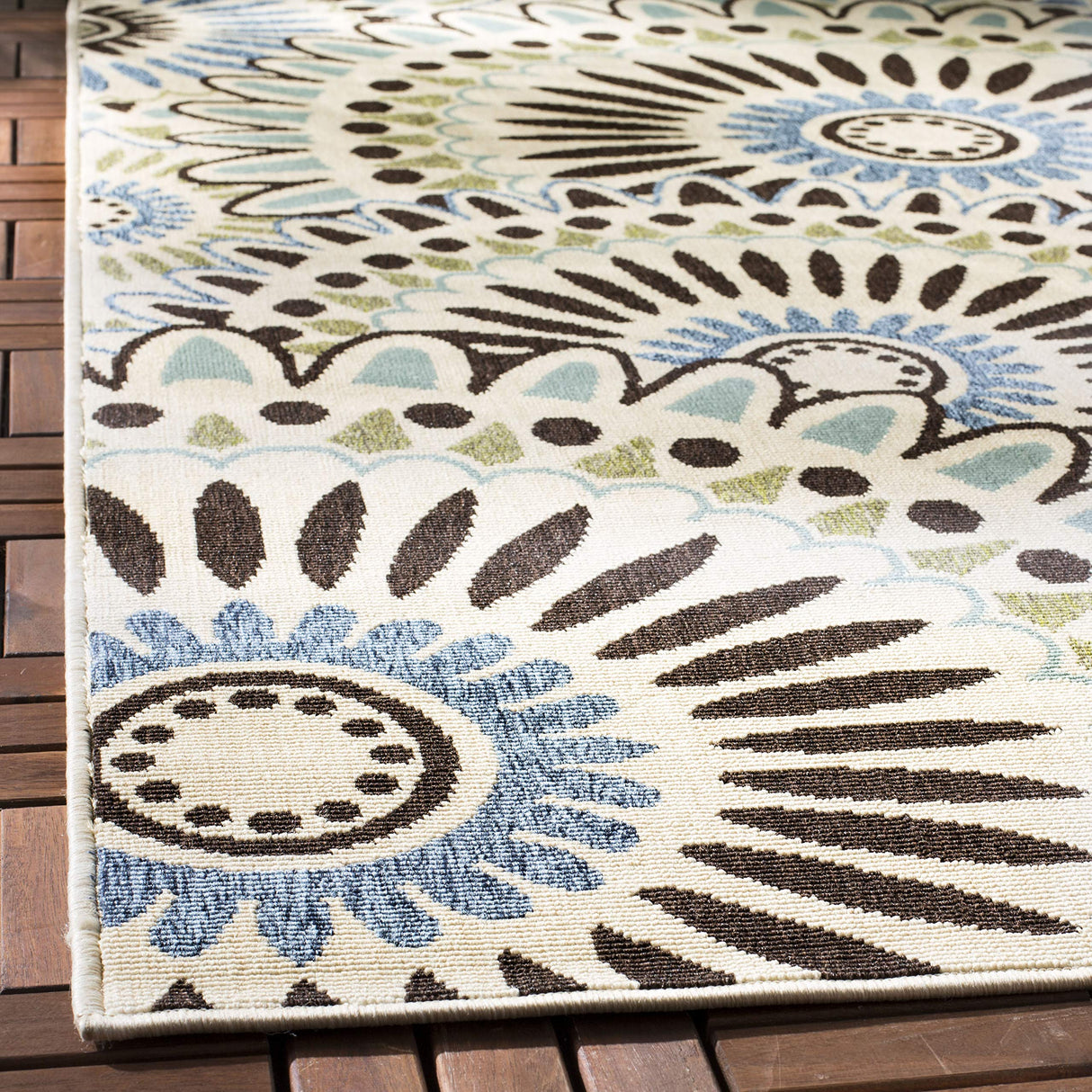 Veranda Collection VER091 Boho Floral Indoor/Outdoor Non-Shedding Stain Resistant