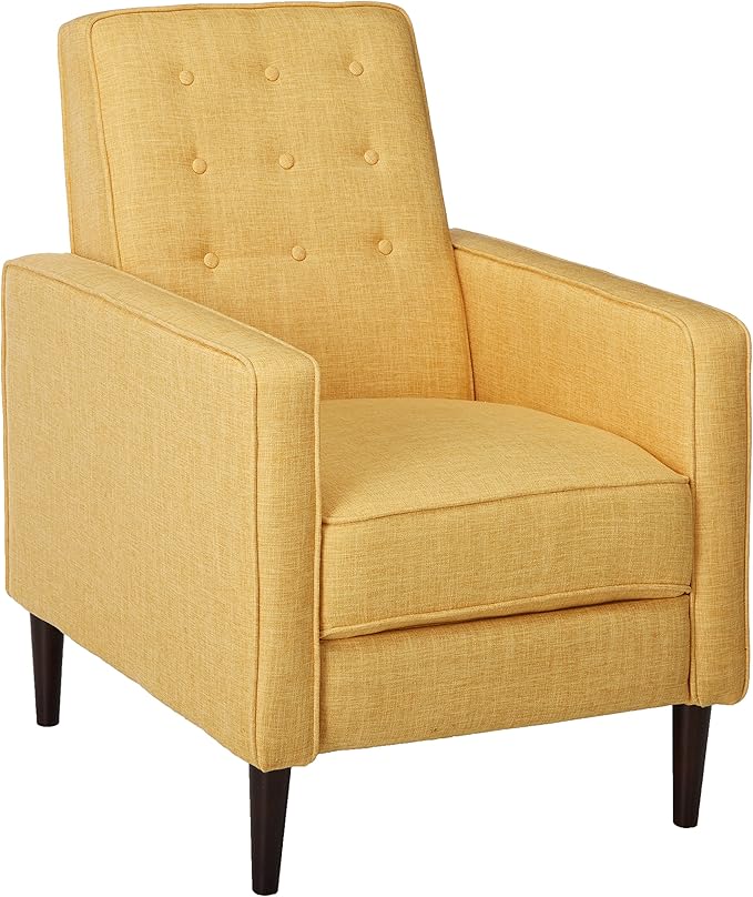 Mason Mid-Century Modern Tuft Back Recliner (Qty of 1, Fabric/Muted Yellow).