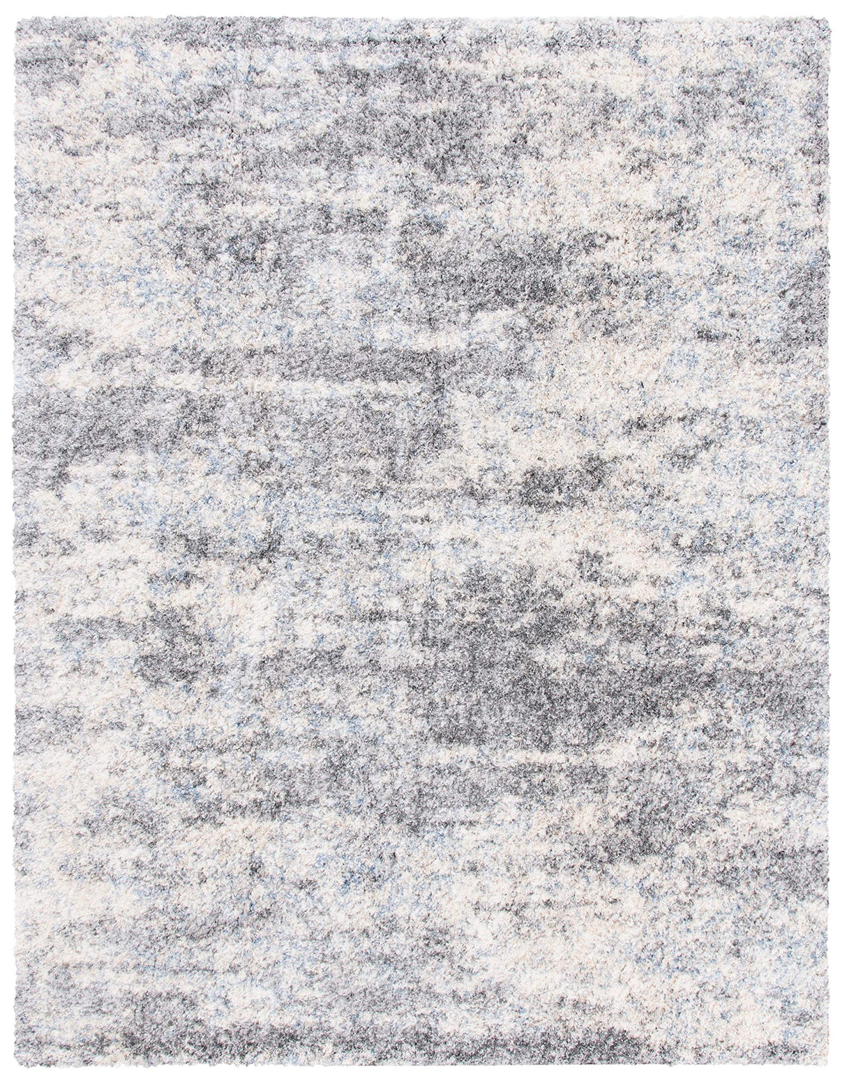 Berber Shag Area Rug 6' x 9' - Grey Blue & Cream Modern Abstract Design