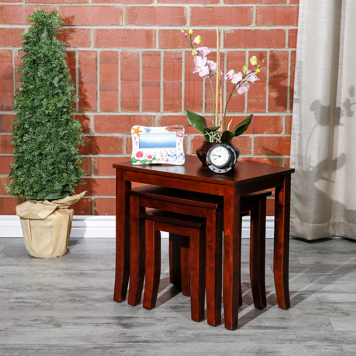 Avon 3-Piece Nesting Tables Indoor Living Furniture Collection - Cherry