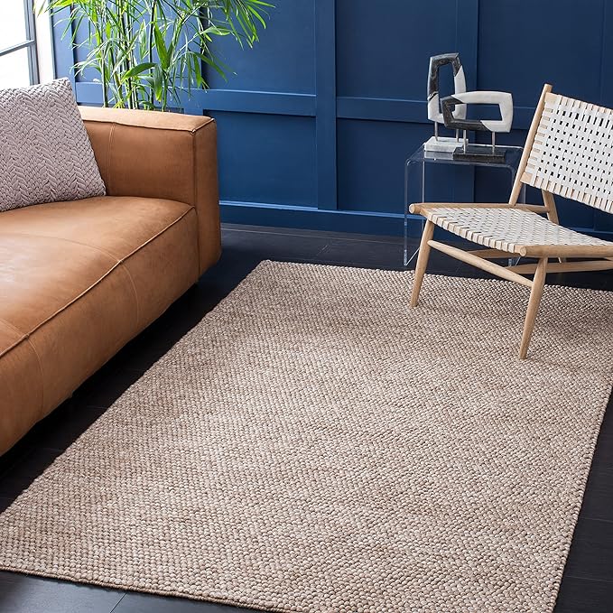 Natura Collection Area Rug - 9' x 12', Beige, Handmade Wool, Ideal for High Traffic Areas