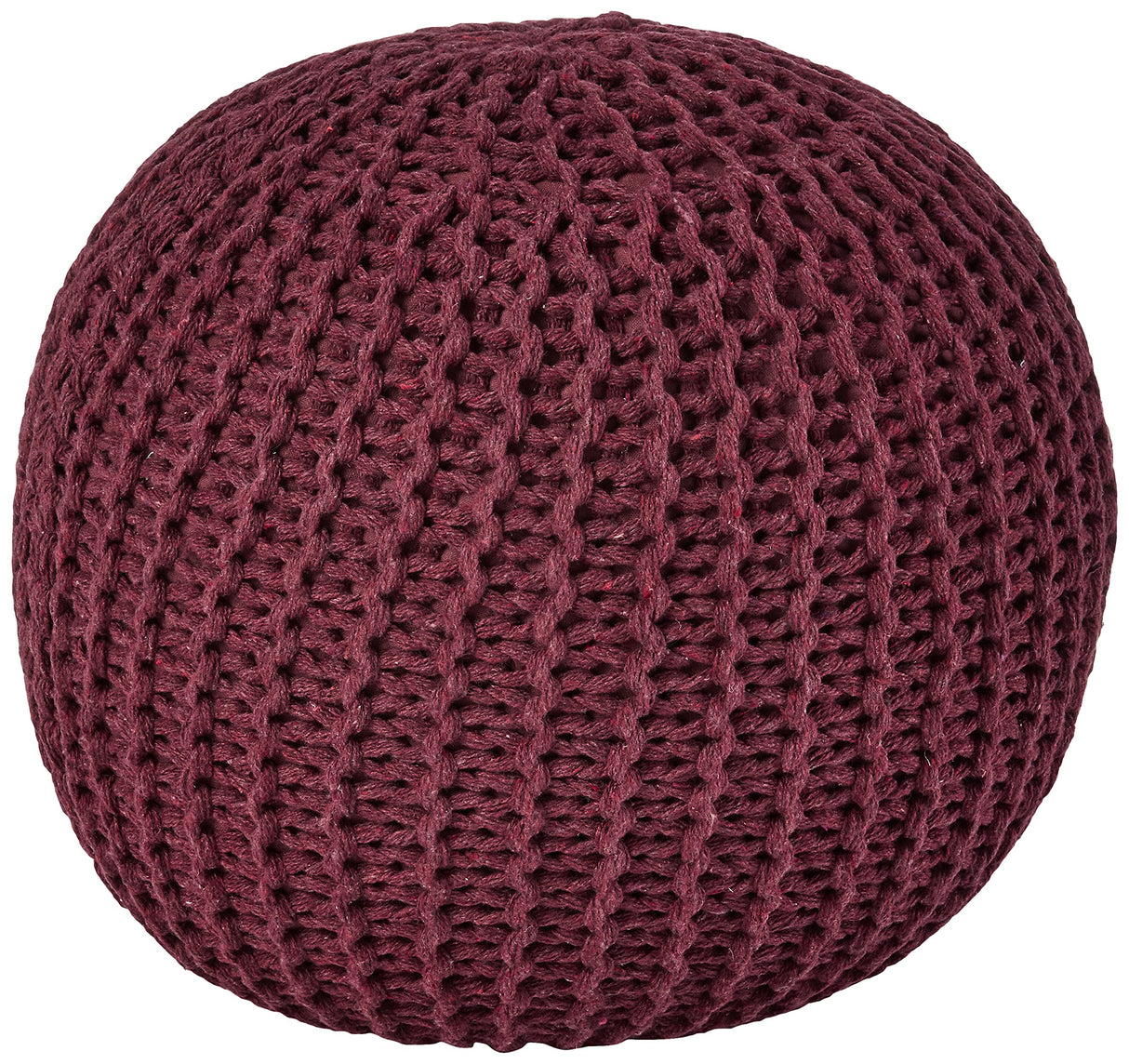 Round Knit Pouf, Wine