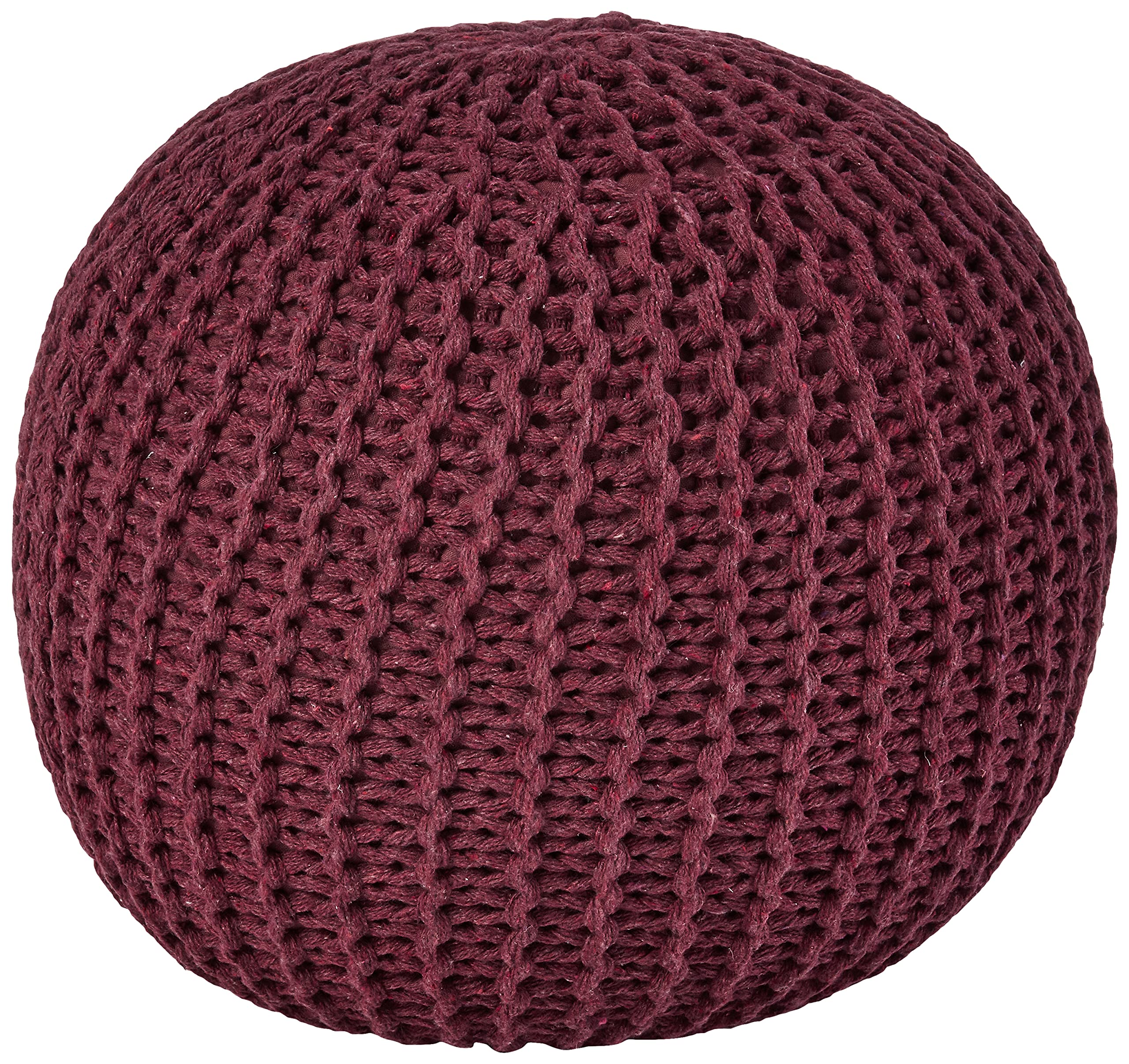 Round Knit Pouf, Wine