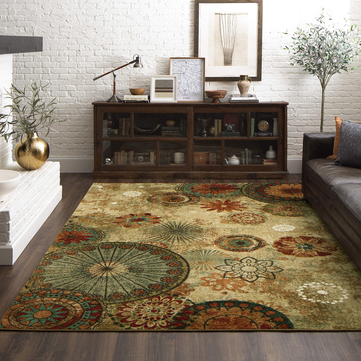 Caravan Ornamental Floral Medallion 7' 6" x 10' Area Rug - Orange - Perfect for Living Room