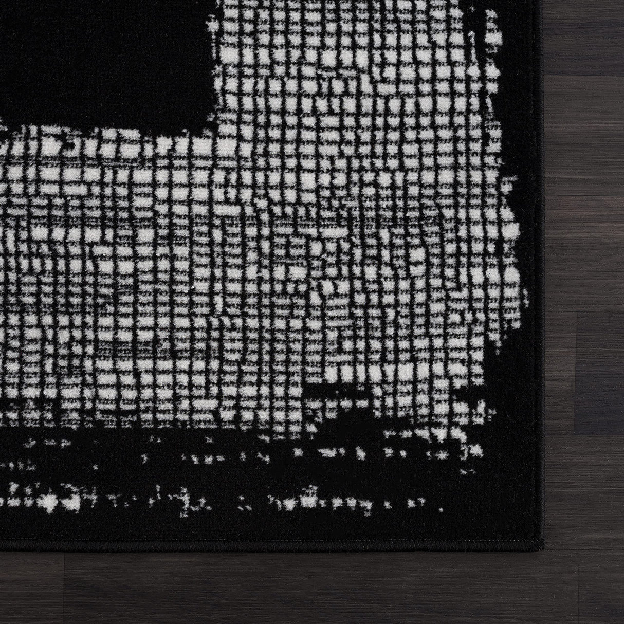 Black Area Rug 5x7 Easy-Cleaning Non-Shedding Bordered for Living Room Bedroom Dining Room Black/Cream Indoor