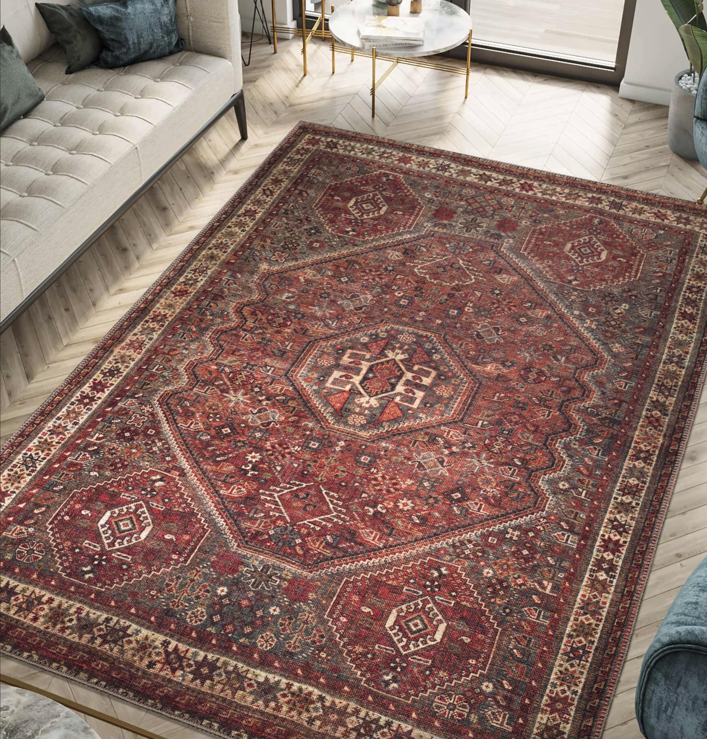 Design Machine Washable Area Rugs with Non-Slip Backing, Ideal for Hallway, Living Room
