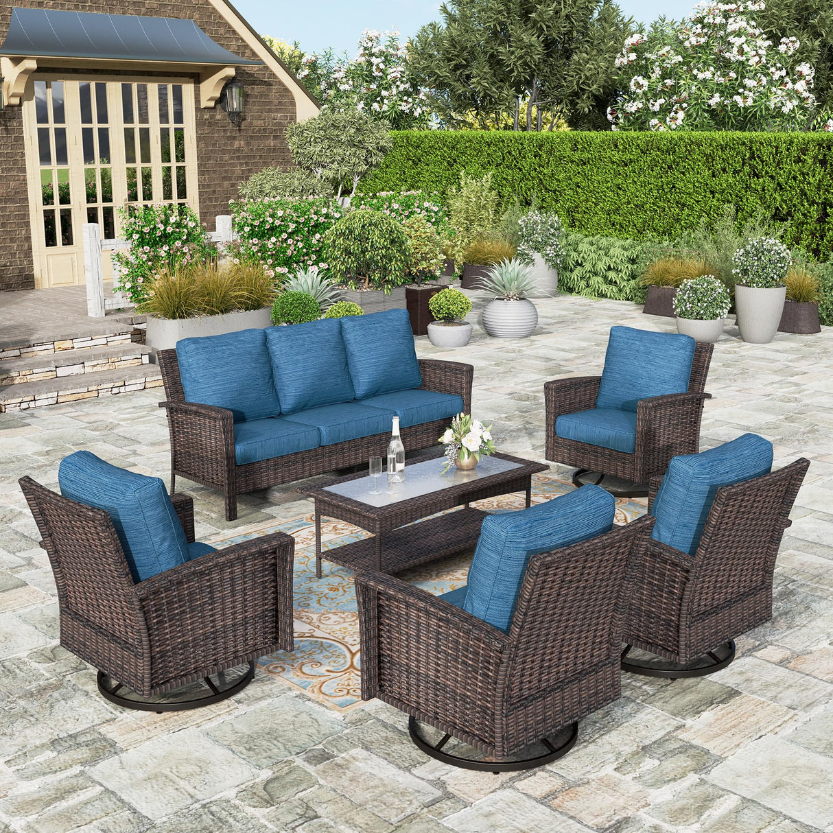 Patio Furniture Conversation Set, Outdooor Sectional, High Back Outdoor Wicker Seating Furniture