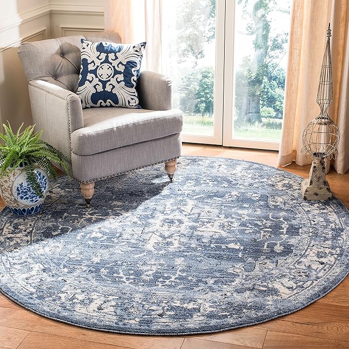 Charleston Collection 6'7" Square Red / Ivory CHL411Q Oriental Distressed Non