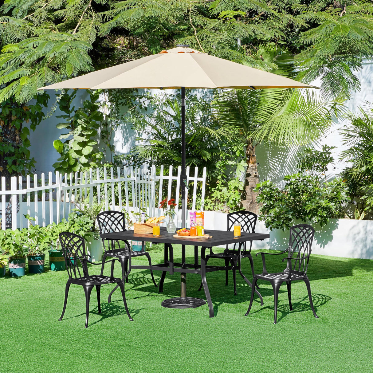 Patio Bistro Set 3-Piece Outdoor Cast Aluminum Table and Chairs Set