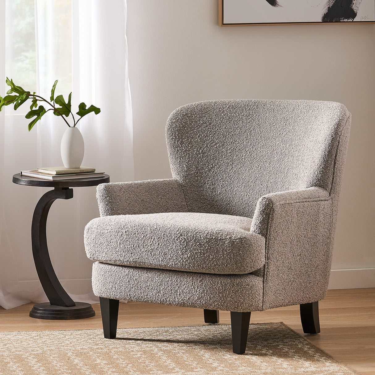 Hartshorn Club Chair, Warm Stone Gray + Matte Black