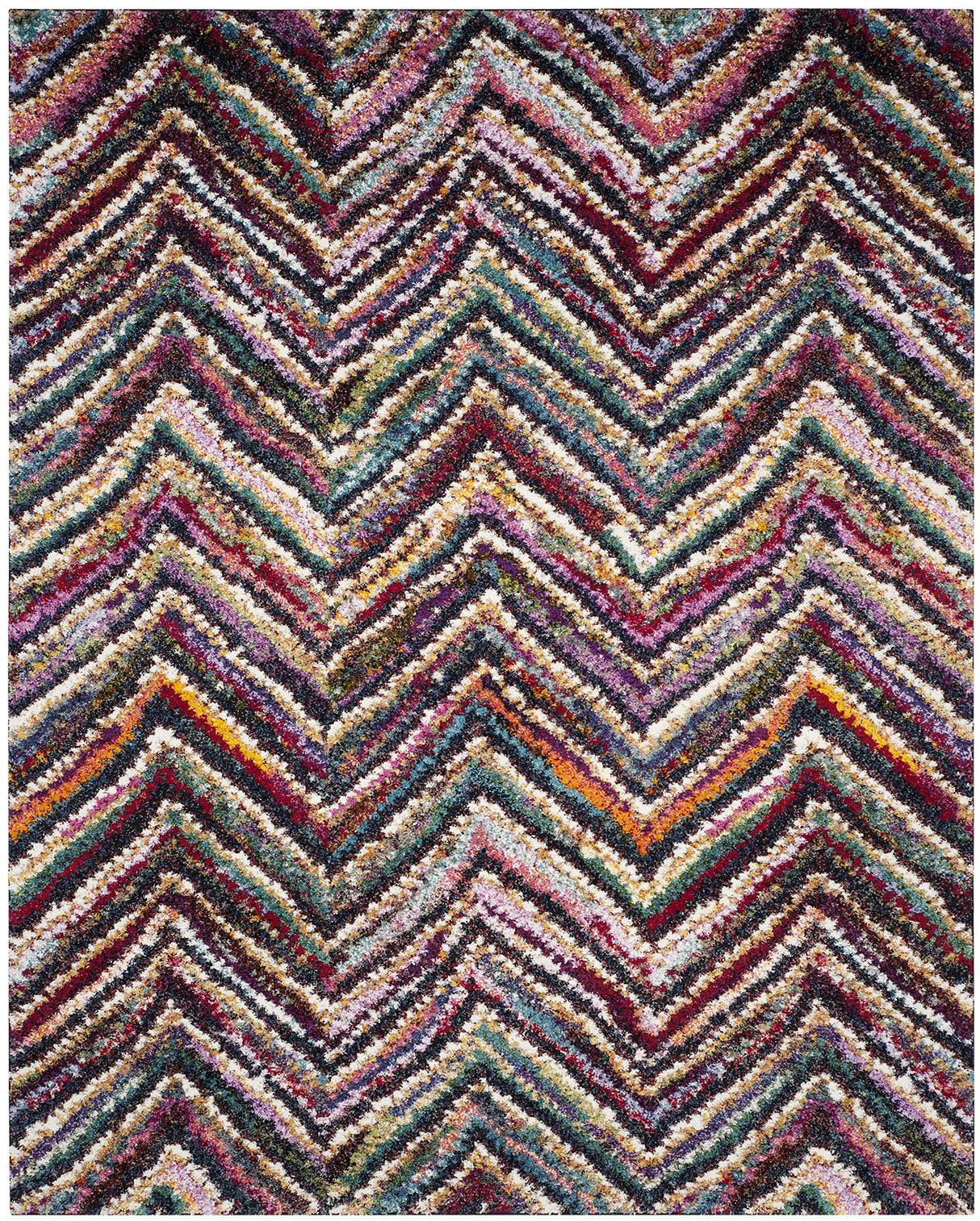 Fiesta Shag Collection 8' x 10' Multi FSG363M Modern Abstract Chevron Non