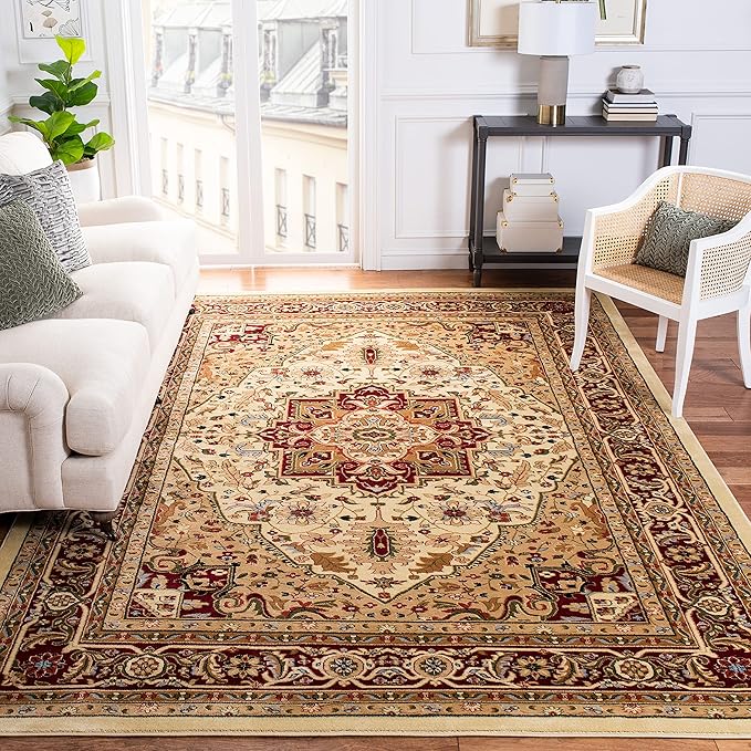 Lyndhurst Collection X-Large Area Rug - 12' x 18', Ivory & Red