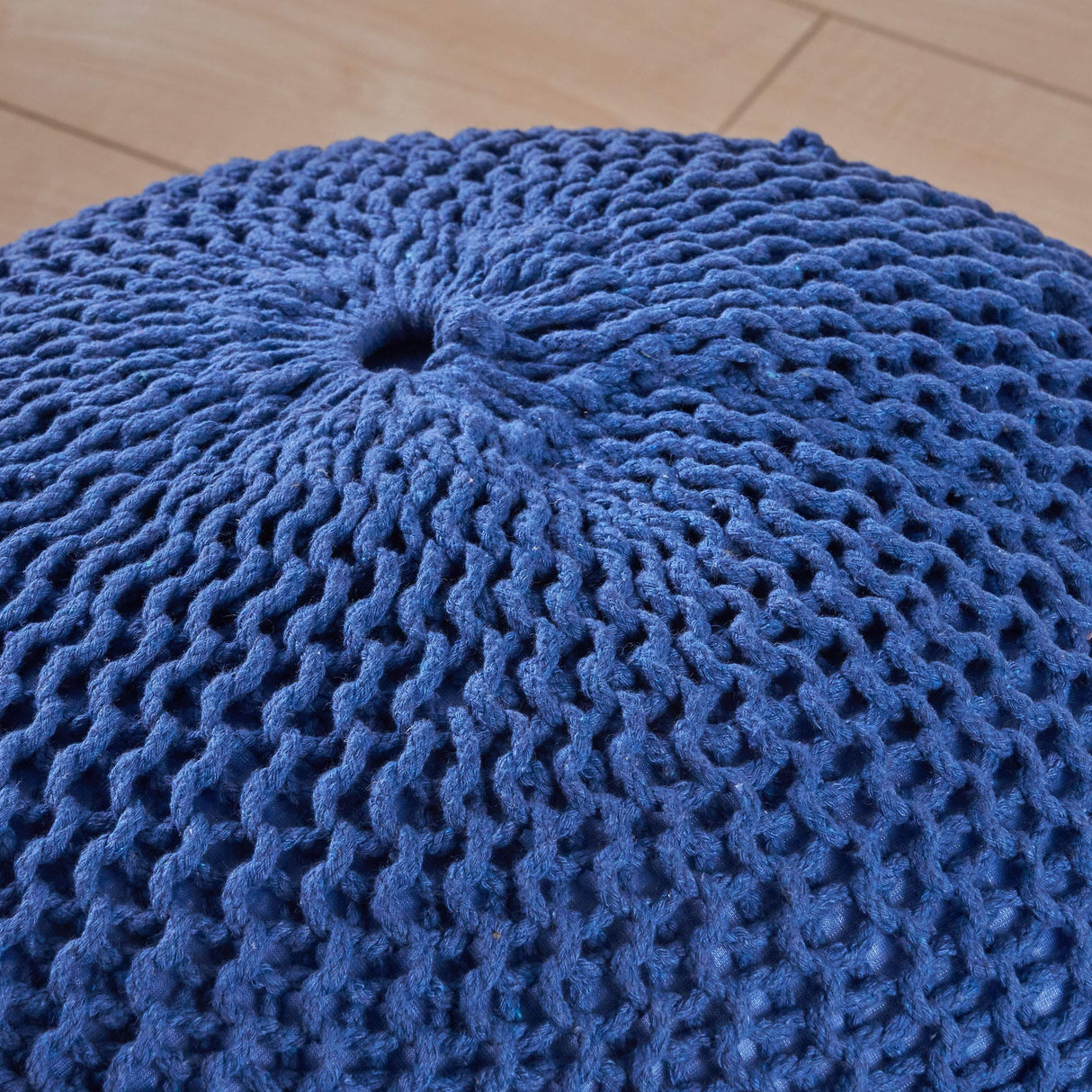 Christopher Knight Home Belle Knitted Cotton Pouf, Navy
