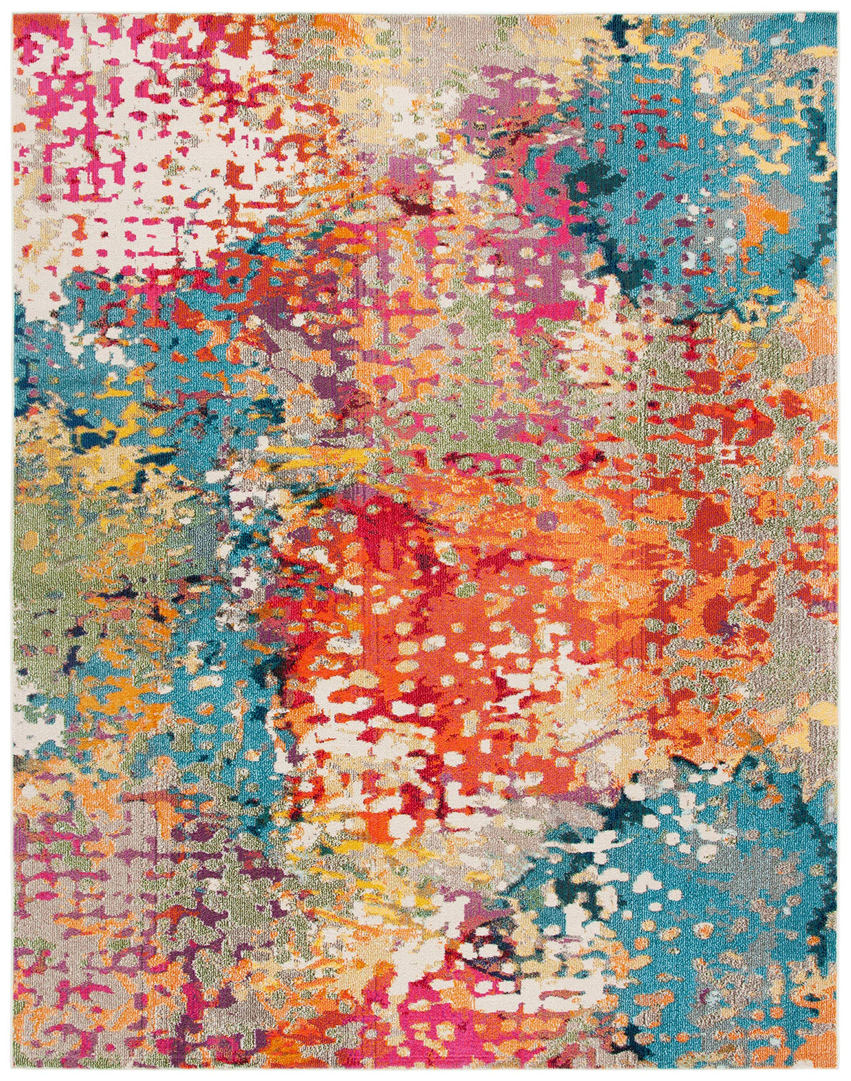 Madison Collection Area Rug - 8' x 10', Ivory & Multi, Boho Abstract Distressed Design